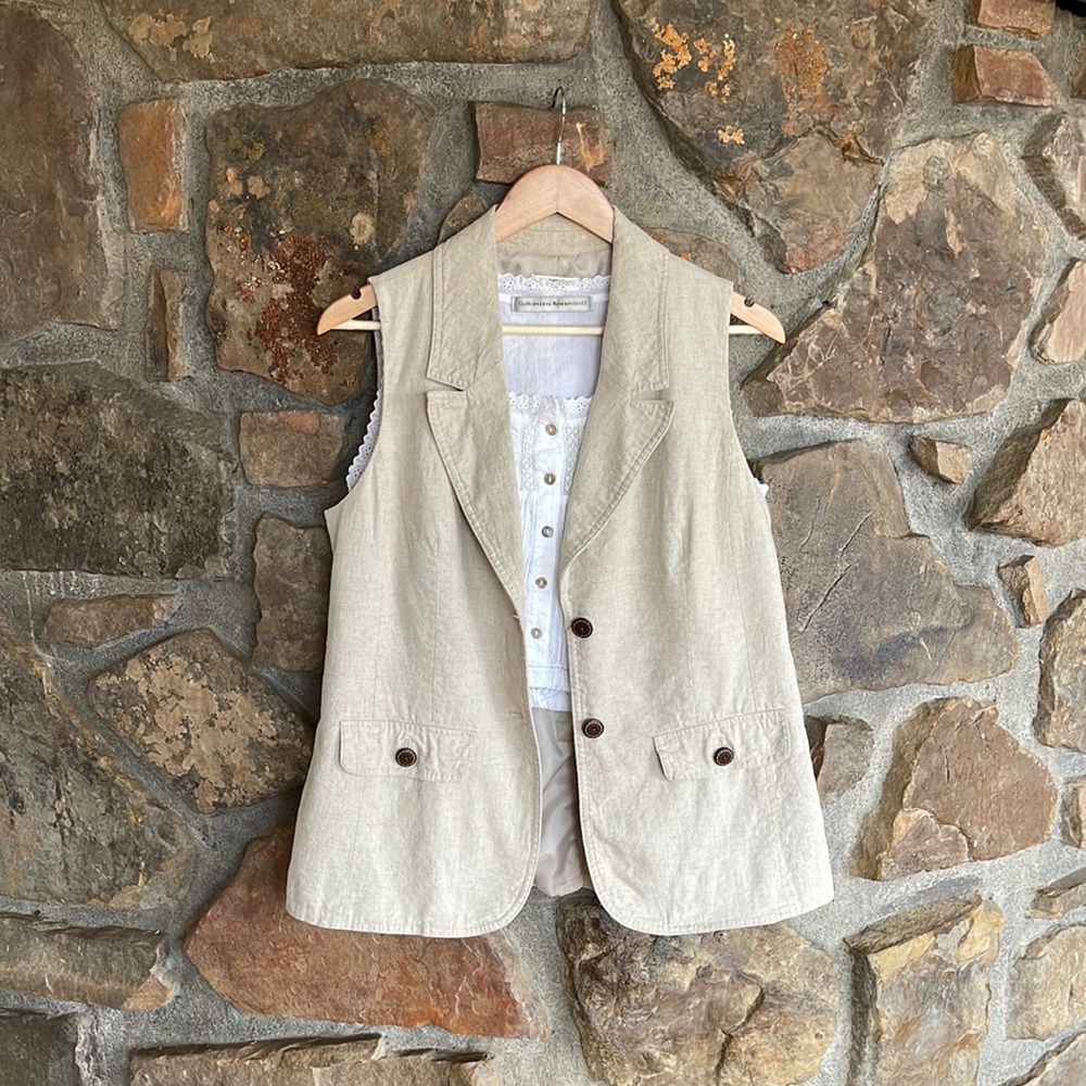 Vintage Long Linen Blend Vest
